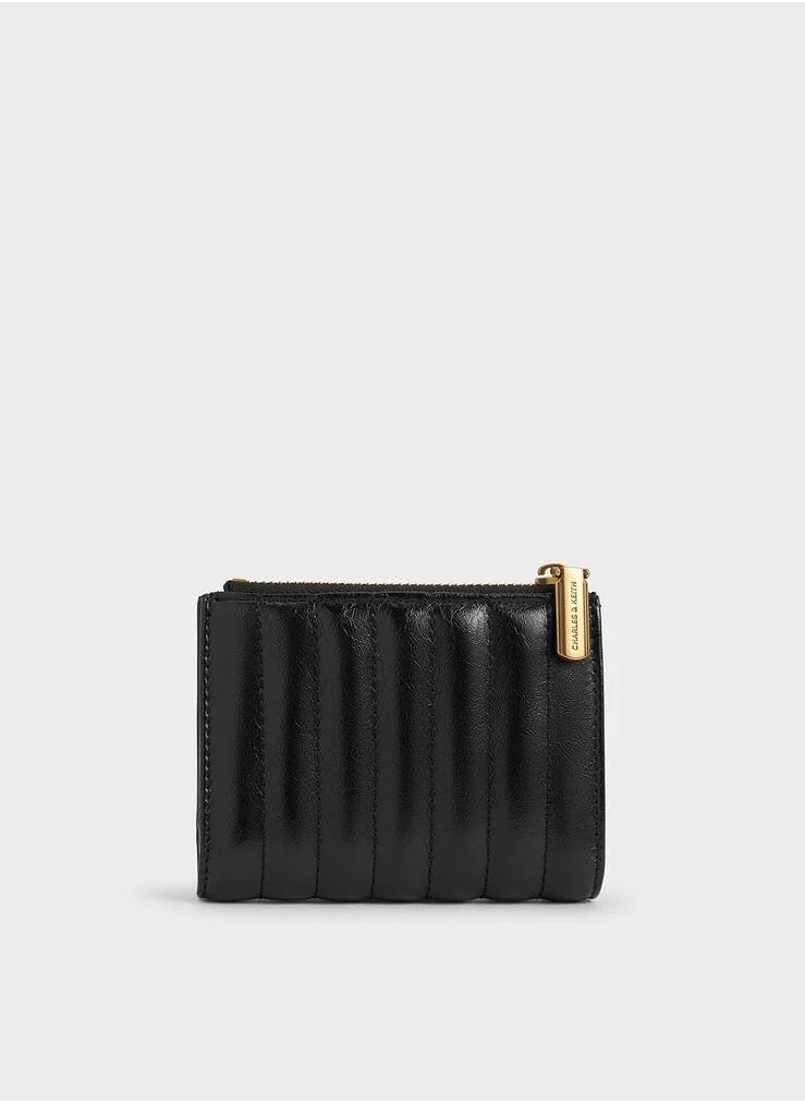 Donna Crinkle-Effect Panelled Top-Zip Wallet - Black