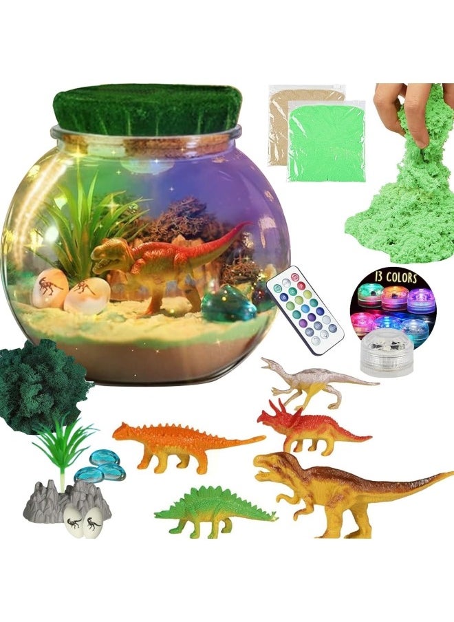 Dinosaur Terrarium Gifts for Kids Girls, Light Up Terrarium Unicorns Toys for Girls, DIY Moon Lamp Arts and Crafts