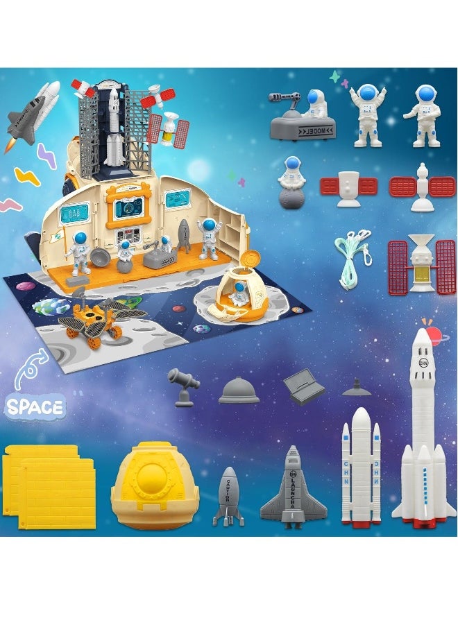 Space Exploration Toy Set - Includes Spaceship, Astronaut Figures, Rover, Station, Capsule & Shuttle with Lights & Sounds, Astronaut Toys Kid Ideal for 3-8 Year Old Boys