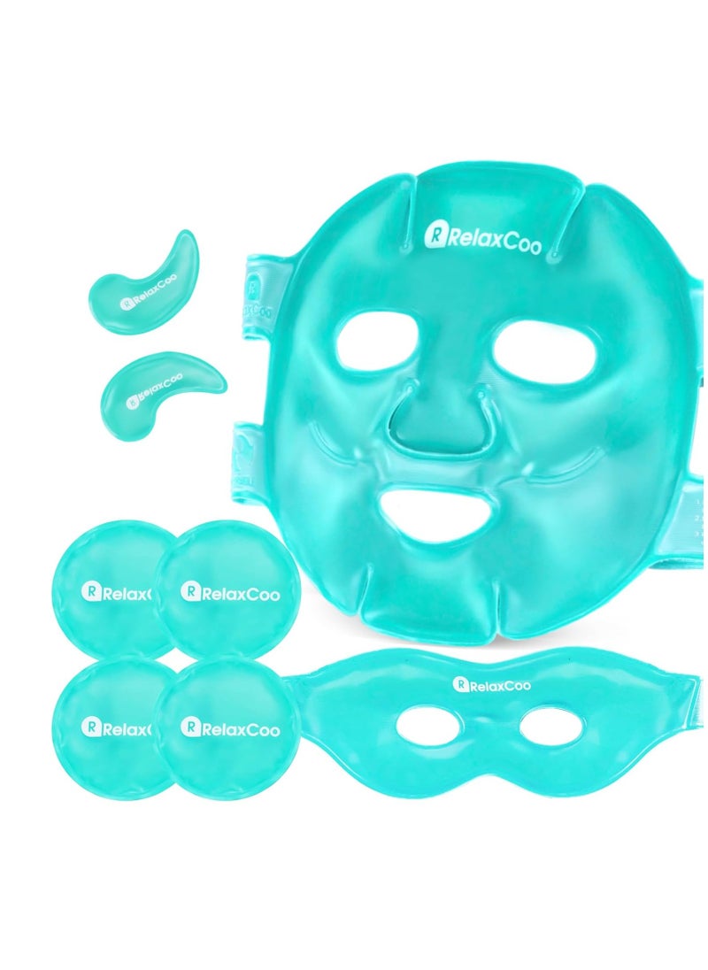 Ice Face Eye Mask for Dark Circles and Puffiness Cold Warm Compress, Gel Cold Cooling Face Mask Package for Women and Men, Migraines, Headache, Stress and Relaxation