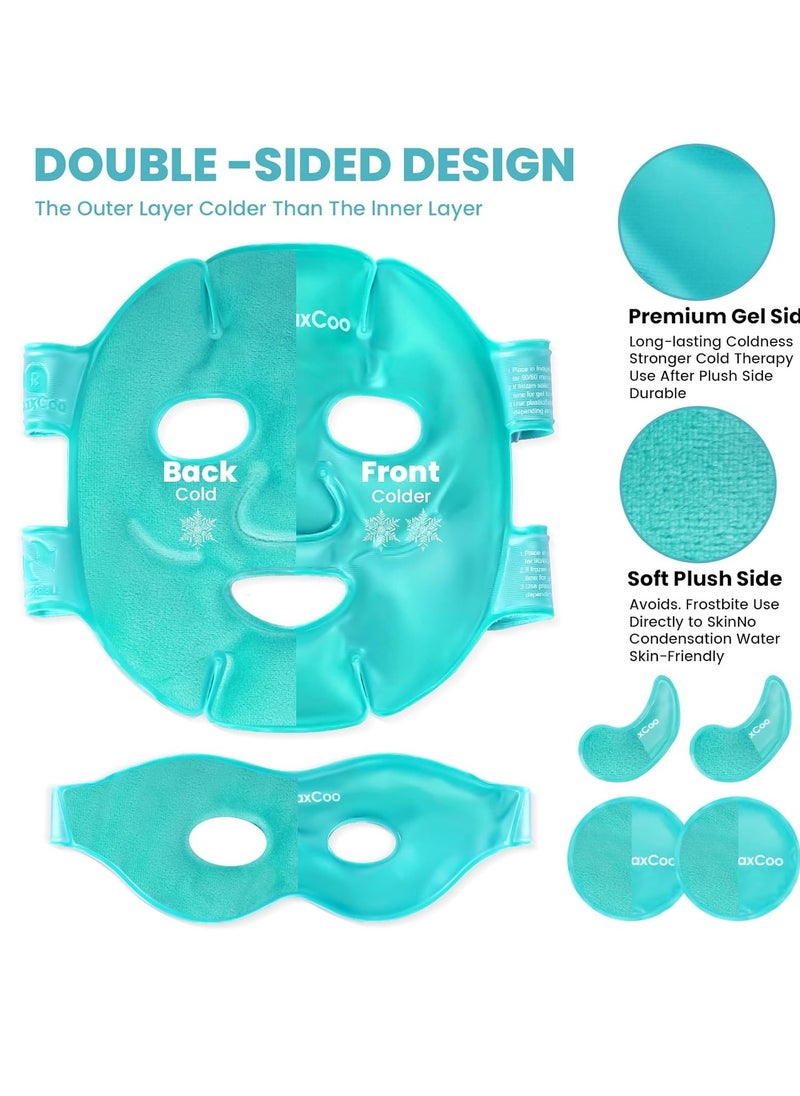 Ice Face Eye Mask for Dark Circles and Puffiness Cold Warm Compress, Gel Cold Cooling Face Mask Package for Women and Men, Migraines, Headache, Stress and Relaxation