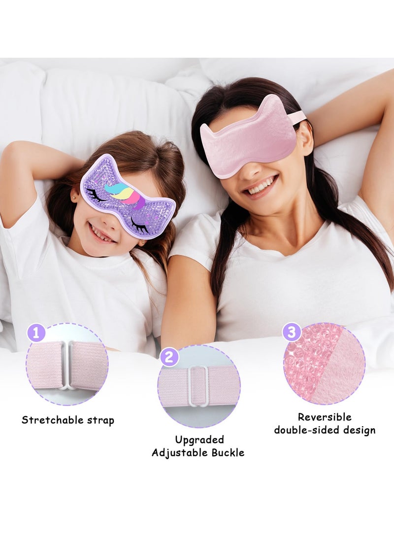 2PCS Adorable Cooling Eye Mask Gel Eye Mask, Reusable Hot Cold Therapy Cold Eye mask for Post Surgery, Puffiness, Dark Circles, Eye Bags, Dry Eyes, Migraines with Soft Plush Backing