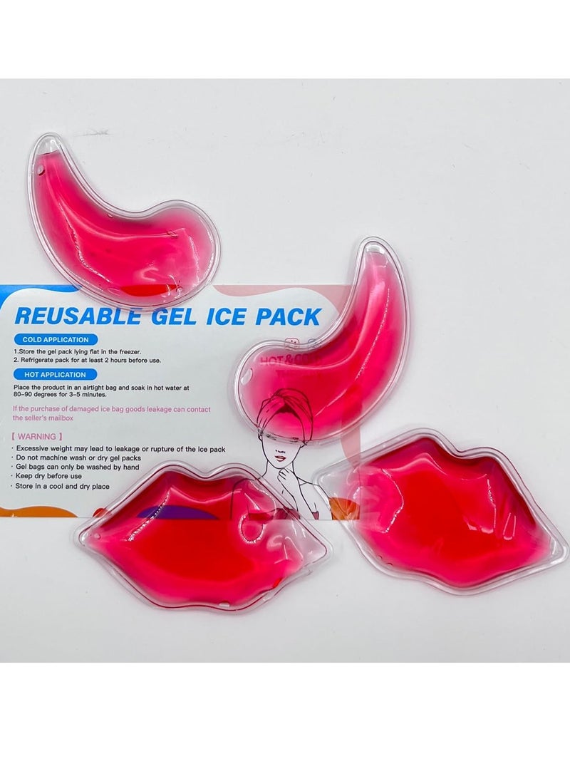 Lip ＆ Eye ice Packs, Gel Eye Pad Cold Eye Mask Hot Cold Compress Reusable Gel Eye Pads Treat Eye Swelling