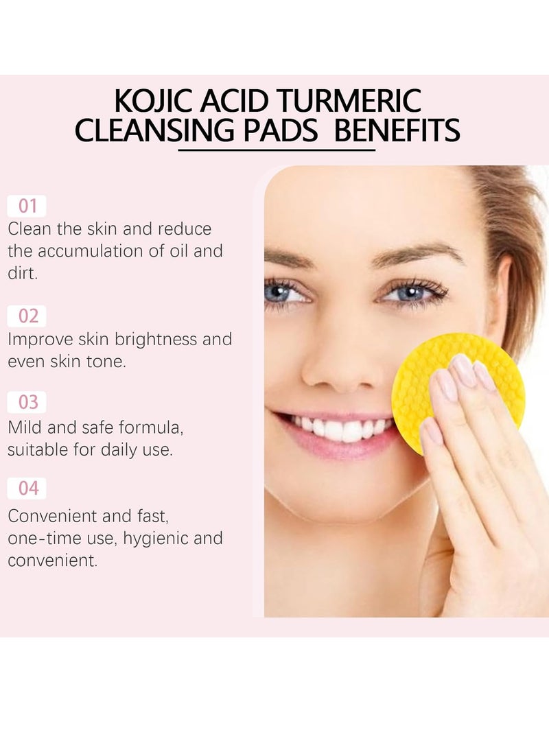 Turmeric Cleansing Pads, Turmeric Kojic Acid Pads for Dull Skin, Turmeric Cleansing Pads for Face, Helps Balance Skin Oil And Water (Pink)