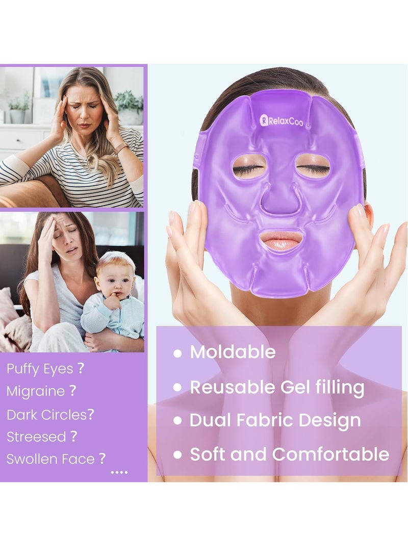 Cold Face Eye Mask Ice Pack Reduce Face Puff,Dark Circles,Gel Hot Cold Compress,Face SPA for Woman Sleeping, Pressure, Headaches, Skin Care， Purple