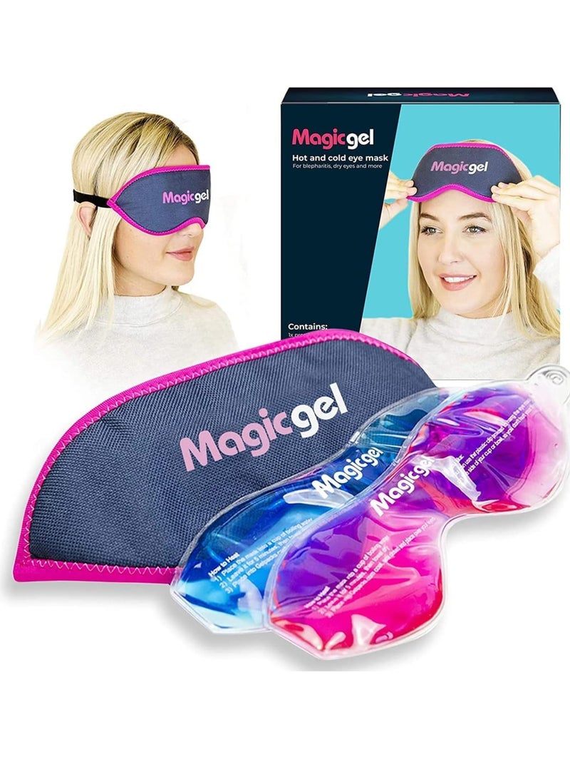 Magic Gel Eye Mask Cold Pack | 2 Pack Cooling Eye Mask for Sleeping | Reuable Cold Eye Mask & Hot Eye Compress with Adjustable Strap | Eye ice Pack for Migraine, Styes, Blepharitis, MGD & Tired Eyes