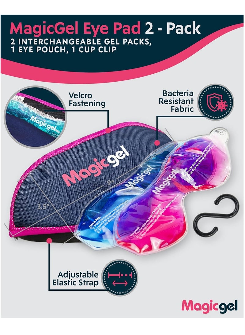 Magic Gel Eye Mask Cold Pack | 2 Pack Cooling Eye Mask for Sleeping | Reuable Cold Eye Mask & Hot Eye Compress with Adjustable Strap | Eye ice Pack for Migraine, Styes, Blepharitis, MGD & Tired Eyes