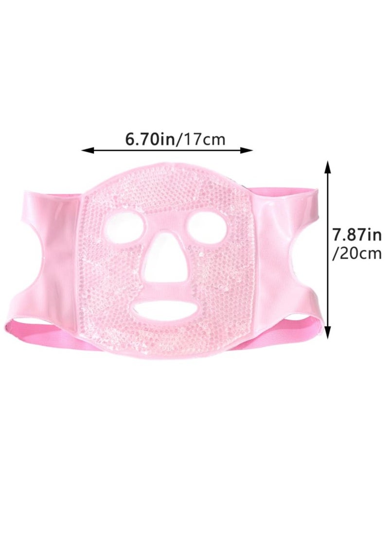 CALIDAKA Gel Beads Face Cover Ice Mask Pack Cold Face Eye Mask Ice Pack Reduce Face Puff Gel Beads Hot Heat Cold Compress Pack Face SPA for Woman Sleeping, Pressure, Headaches(COLOR:Pink)