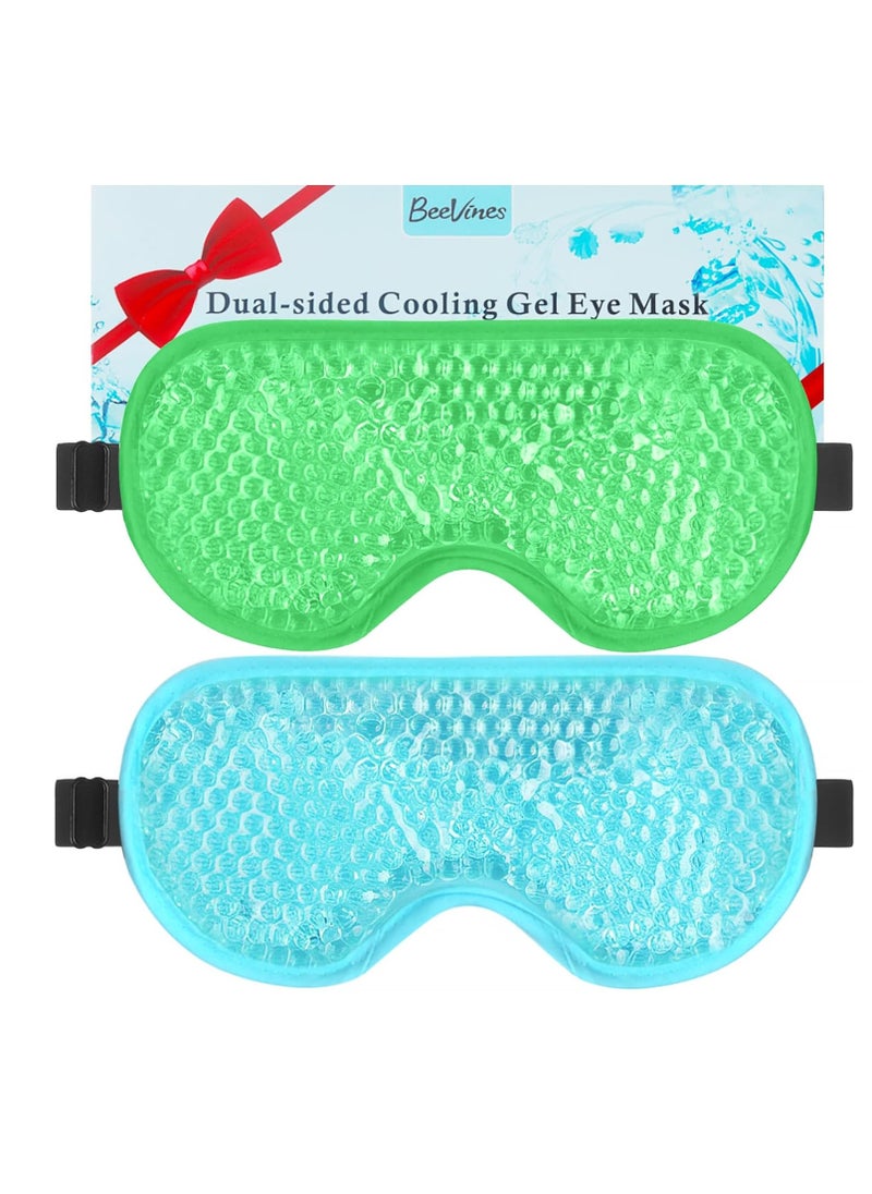 BeeVines Cooling Eye Mask Cold Gel Eye Mask for Eye Puffiness, Tired Eyes, Migraines, Stress, Itchy Eyes, Eye Lid Surgery, Eye Relief Mask for Sleeping, Skin Care, Eye Spa Green