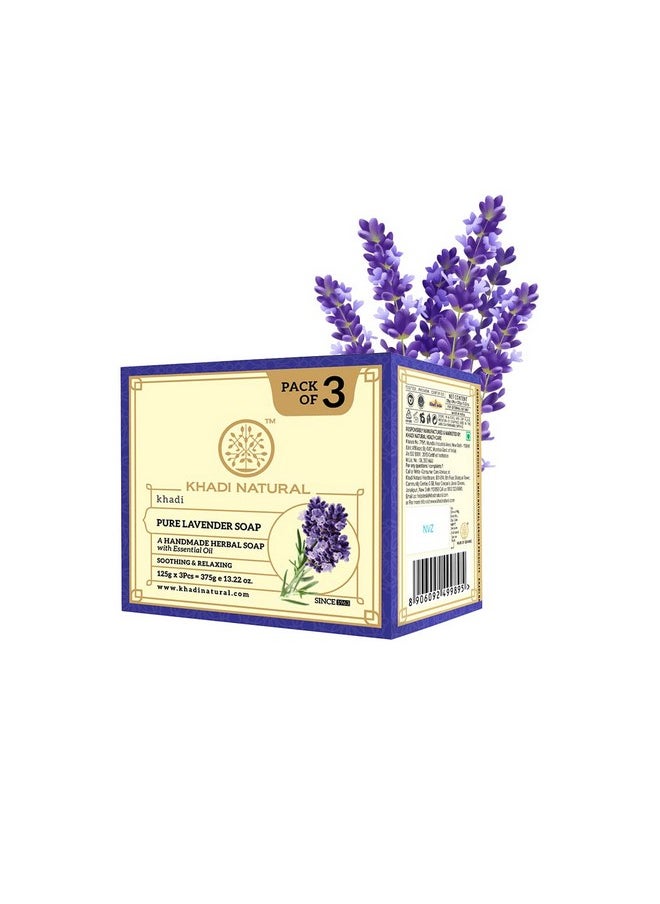 Lavender Soap | Herbal Bathing Soap For Healthy Skin | Natural Soap With Essential Oils | Soap For Relieving Stress | Suitable For All Skin Types|Pack Of 3 |125Gm *3) (375Gm)