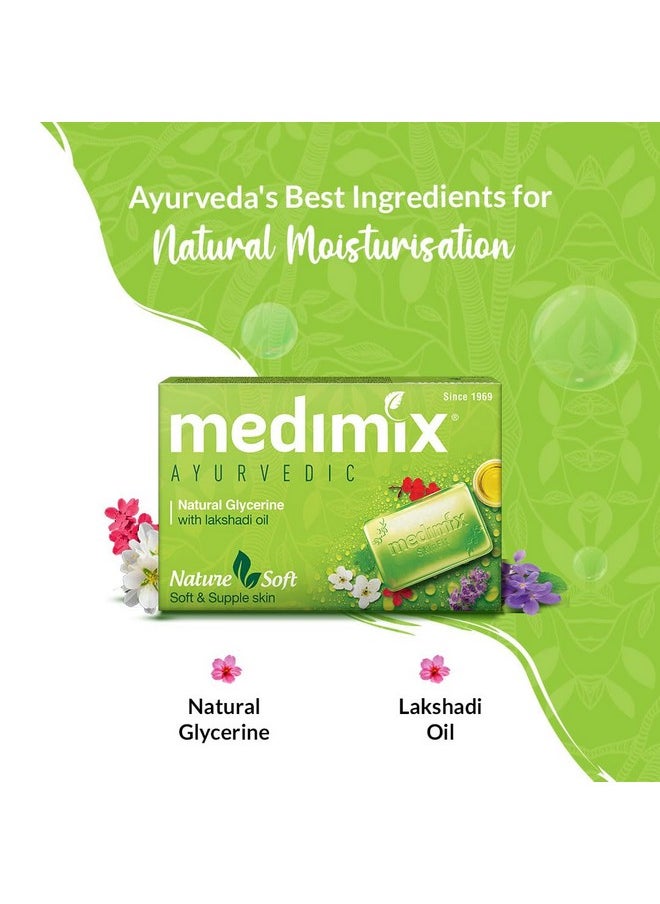 Ayurvedic Natural Glycerine Bathing Soap With Lakshadi Oil For Soft, Supple & Moisturised Skin 125G (Combo Pack Of 3) | Natural | Herbal | Paraben-Free & Sulphate-Free | 100% Vegan