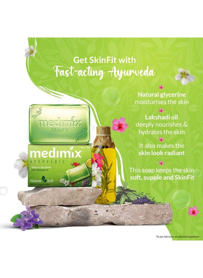 Ayurvedic Natural Glycerine Bathing Soap With Lakshadi Oil For Soft, Supple & Moisturised Skin 125G (Combo Pack Of 3) | Natural | Herbal | Paraben-Free & Sulphate-Free | 100% Vegan