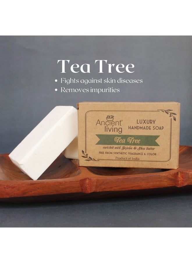 Tea Tree Luxury Handmade Soap (Set Of 4 Soaps)- 100 Gm Anti Bacterial | Acne | Pimples | Enriched With 100% Cold Pressed Essential Oil