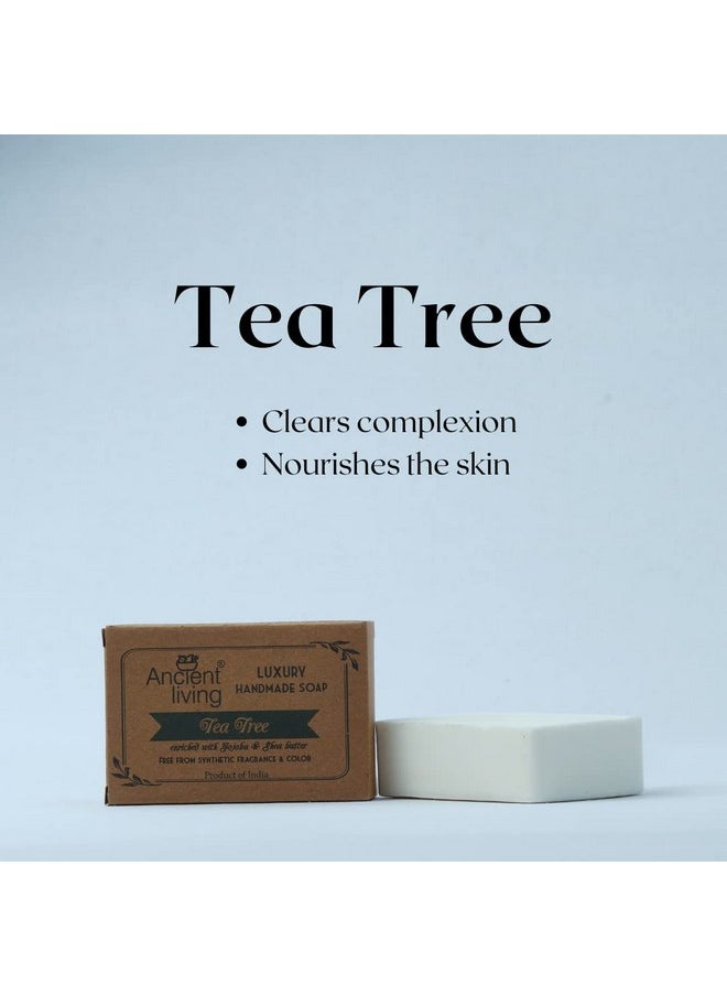 Tea Tree Luxury Handmade Soap (Set Of 4 Soaps)- 100 Gm Anti Bacterial | Acne | Pimples | Enriched With 100% Cold Pressed Essential Oil