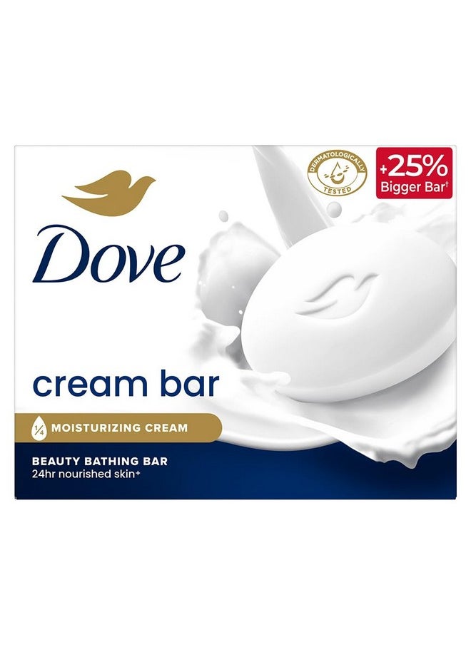 Cream Bathing Beauty Bar With 1/4 Moisturising Cream For Soft, Smooth, Glowing Skin, 125 G (Pack Of 8), White