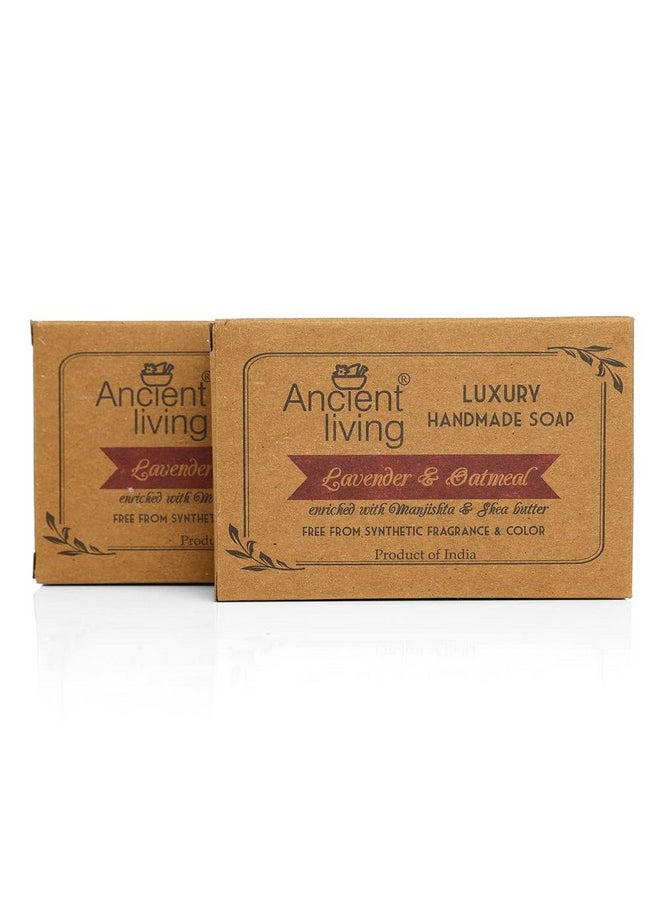 Lavender & Oatmeal Luxury Handmade Soap -100 Gm - (Set Of 2) Organic Anti-Ageing Hydrating And Moisturizing Bathing Bar Best For Skin Inflammation