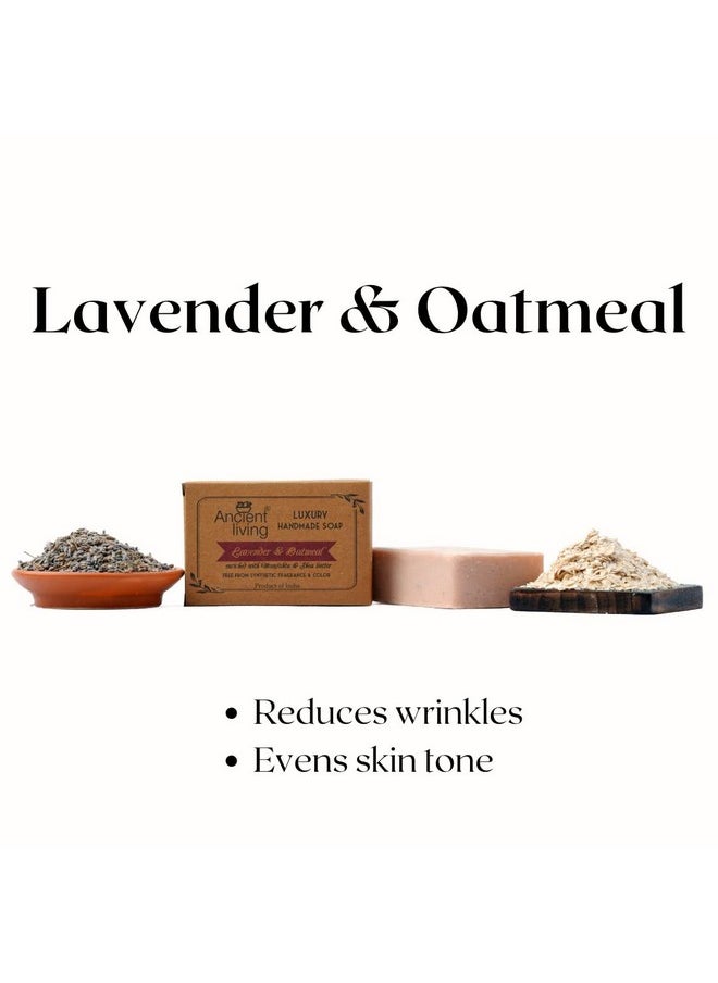 Lavender & Oatmeal Luxury Handmade Soap(Set Of 4) -100 Gm Organic Anti-Ageing Hydrating And Moisturizing Bathing Bar Best For Skin Inflammation