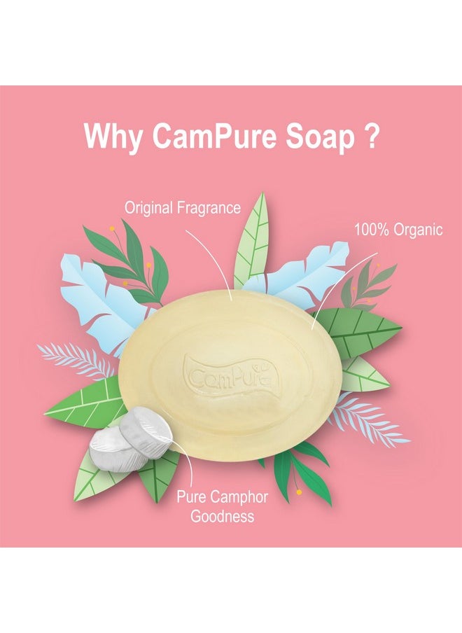 Campure Camphor Soap 75G (Pack Of 4) - 100% Organic | Eliminates Germs | Safe For Children | Keeps Skin Hydrated | Paraben Free