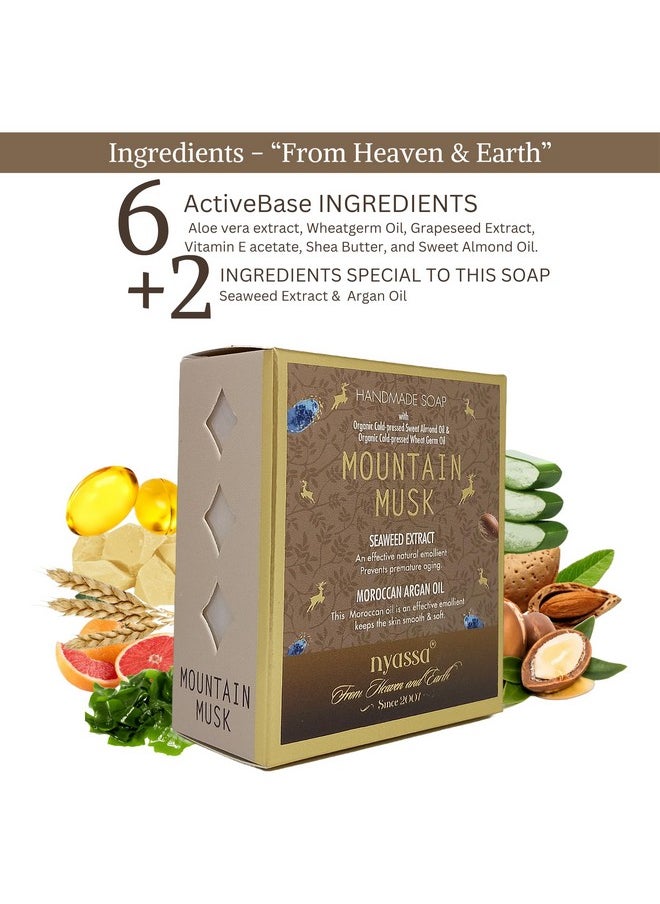 Mountain Musk Natural Bathing Handmade Soap | Seaweed Extract & Moroccan Argan Oil | All Skin Type 150Gm