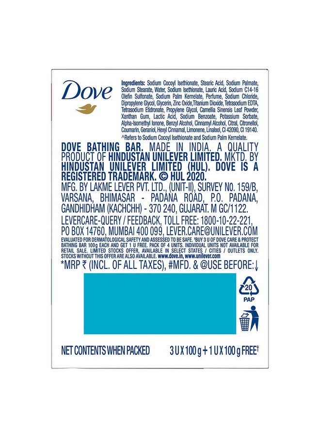 Care & Protect Moisturising Cream Beauty Bathing Bar, 100 G (Buy 3 & Get 1 Free)