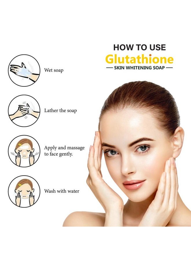 Glutathione Soap For Skin Whitening, Lightening And Brightening, With Lemon Extracts, Aloe Vera For Anti-Aging, Dark Circle, Sun Damage Corrector, For Fair Skin (Pack Of 5)