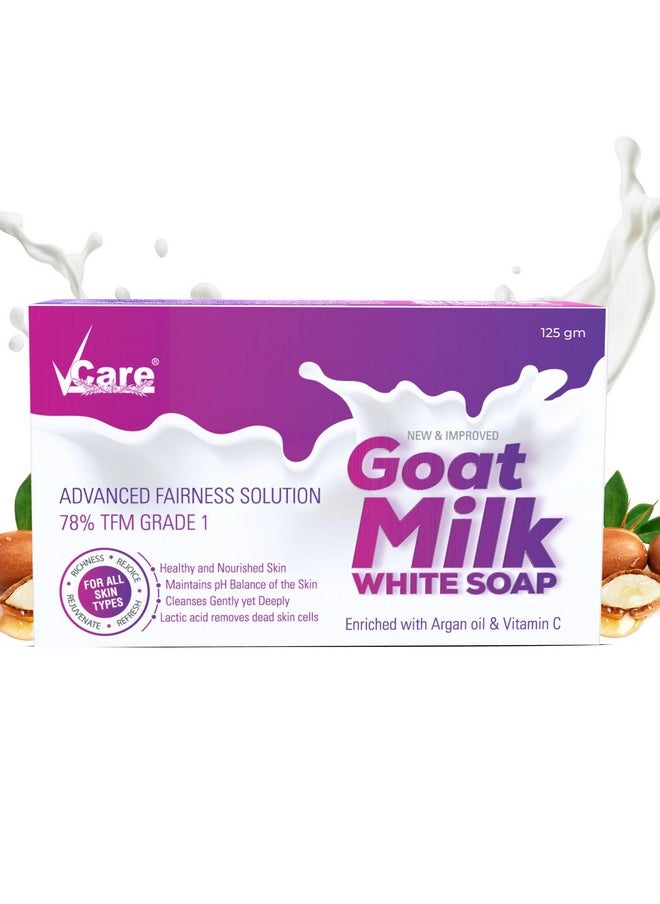 Goat Milk White Soap, 125 Gm, (Pack Of 4), Enriched With Argan Oil & Vitamin C-Best Soap For Skin Hydration & Nourishment