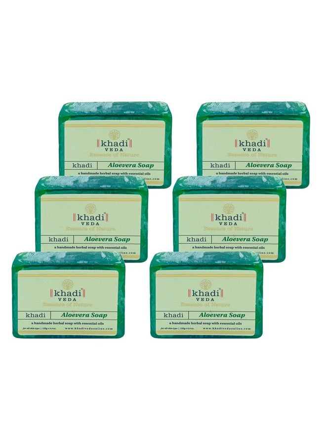 Aloe Vera Herbal Hand Made Bathing Soap Bar For Skin Complexion Lightening 125 Gm Each(Pack Of 6)