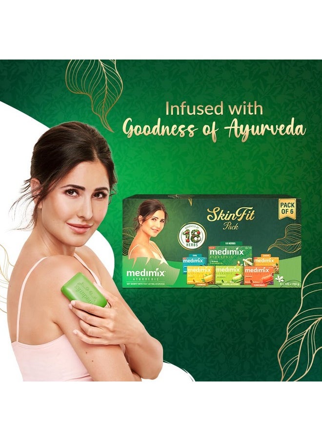 Ayurvedic Skinfit Pack - 125 G | Pack Of 6 Unique Soaps | Skin Protection | Glowing Skin | Soft Skin | Radiant Skin | Cool Skin | Ayurvedic Soap | Paraben Free | Vegan
