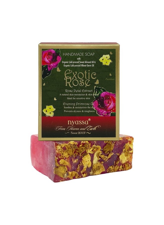 Exotic Rose Natural Handmade Bathing Soap | Rose Petal Extract & Evening Primrose Oil | All Skin Type 150Gm