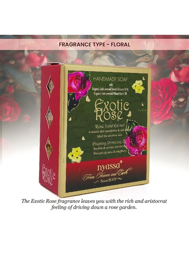 Exotic Rose Natural Handmade Bathing Soap | Rose Petal Extract & Evening Primrose Oil | All Skin Type 150Gm