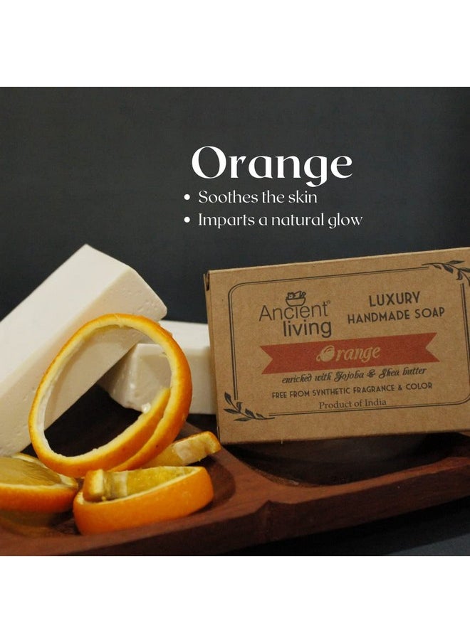 Luxury Orange Handmade Soap -100 Gm - Set Of 2 Moisturizing Nourishing Brightening Anti- Aging Organic Soap Bar Enriched Orange Essential Oil Suitable For All Skin Types