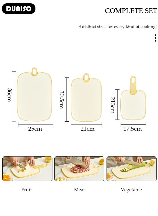 3 Pack Cutting Boards for Kitchen,Kitchen Chopping Board,Different Sizes & Non Slip Handles Cutting Board Set, BPA Free, Dishwasher Safe, Plastic Cutting Boards for Meat, Vegetables, Fruits