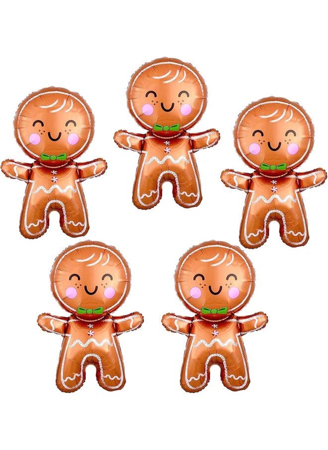 10Pcs Christmas Balloons Decorations Large Gingerbread Man Helium Balloons Red Candy Foil Mylar Balloons for Winter Themed Christmas Holiday Birthday Baby Shower Party Decorations Supplies