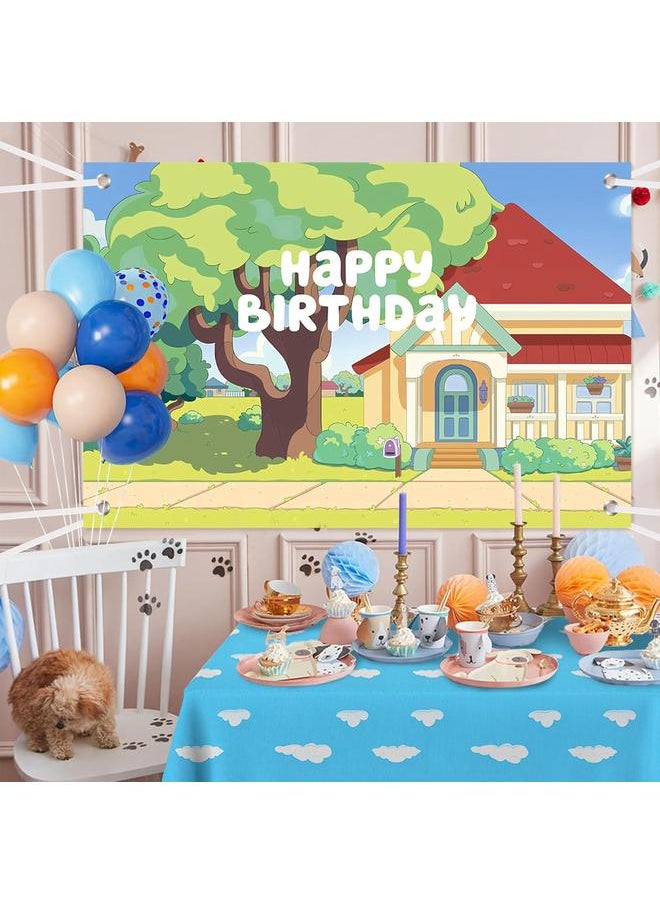 118 Dog Blue Party Decorations Birthday Supplies Paw Balloons Garland Arch Kit Backdrop Tablecloth Blue Bone Balloon for Boys Girls Kids Blue Theme Birthday Decorations