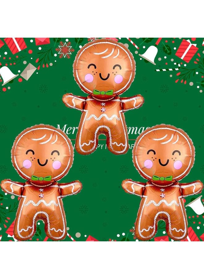 10Pcs Christmas Party Balloons Christmas Gingerbread Man Foil Balloons Pink Candy Cane Balloons for Christmas Holiday Xmas New Year Birthday Party Decorations Supplies