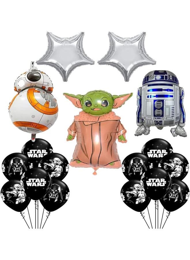 19 Pcs Star Wars Balloon Set, Baby Child Balloons,Mandalorian Theme Video Games the Child Birthday Party Foil Film Dalloon Supplies Star Wars Bouquet Decorations for Kids Boys Girls