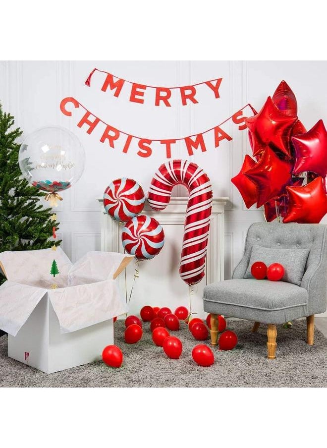 BONROPIN Christmas Balloon Garland Arch kit with Christmas Red White Candy Balloons Gift Box Balloons Red Star Balloons for Xmas Party Decorations