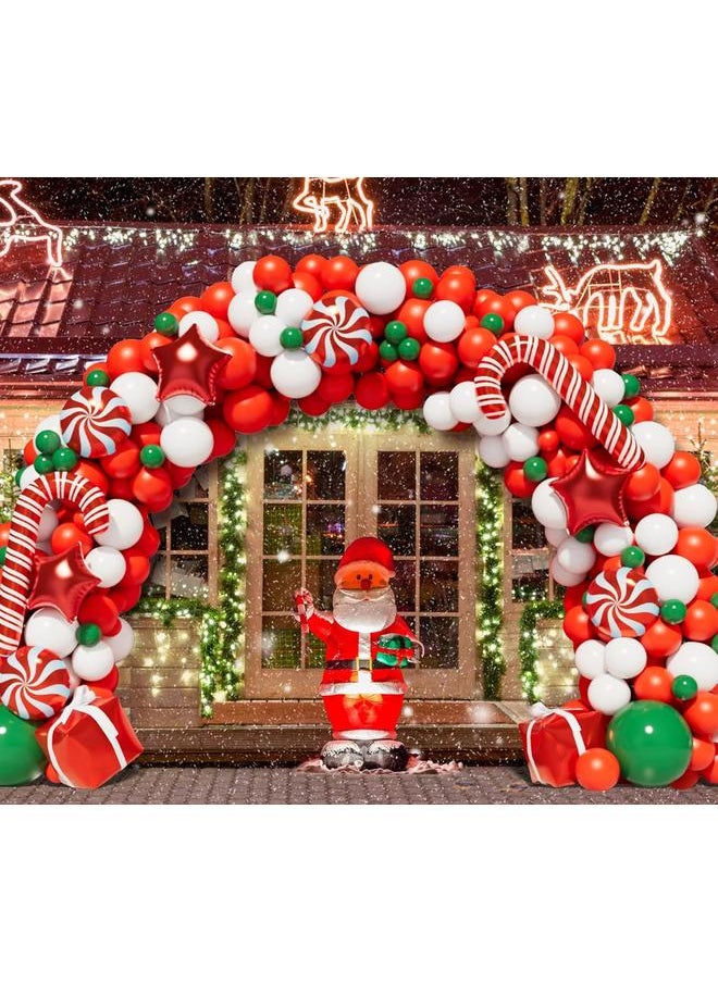 BONROPIN Christmas Balloon Garland Arch kit with Christmas Red White Candy Balloons Gift Box Balloons Red Star Balloons for Xmas Party Decorations