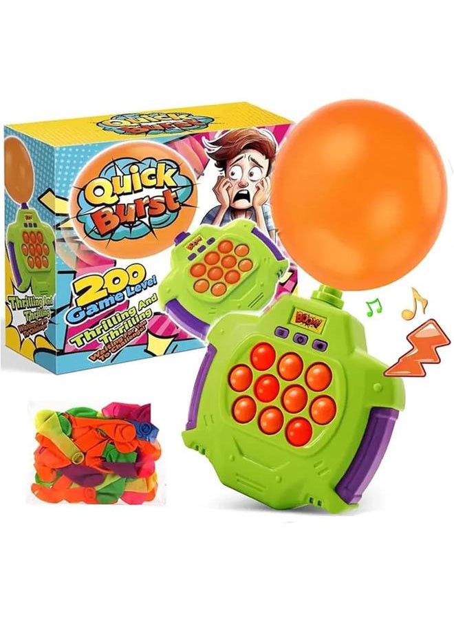 Quick Push Pop Game with Balloons, Light Up Pop It Fidget Toys for Kids Adults, Squeeze Poppet Sensory Fast Push Bubble Toy, Family Interactive Game, Handheld Puzzle Game Machine (Balloons)