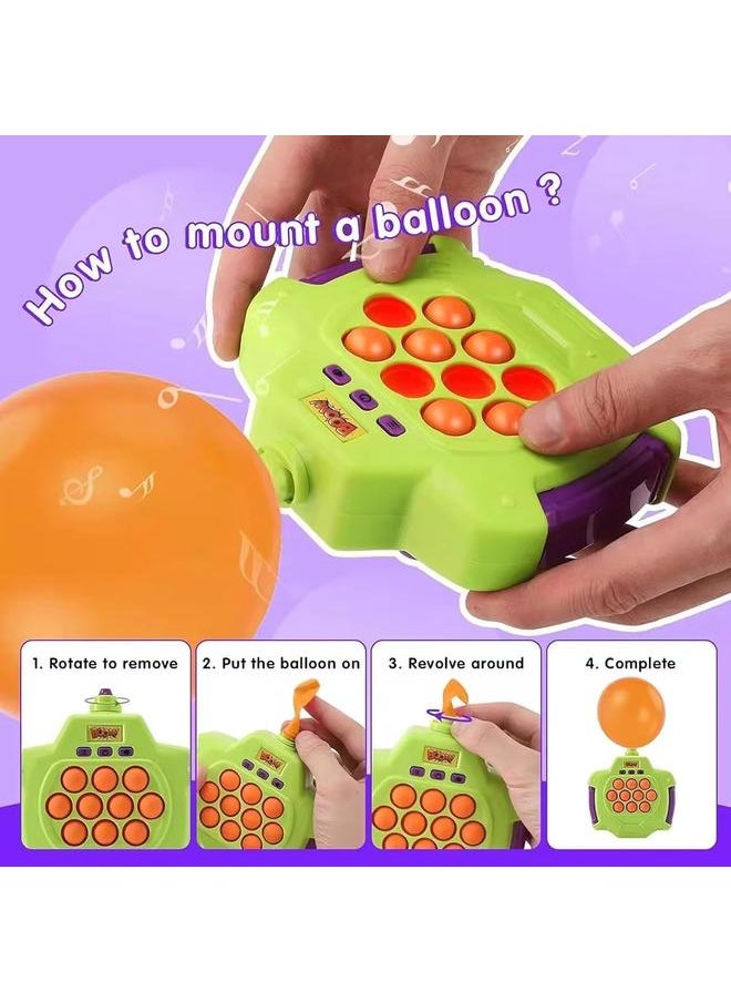 Quick Push Pop Game with Balloons, Light Up Pop It Fidget Toys for Kids Adults, Squeeze Poppet Sensory Fast Push Bubble Toy, Family Interactive Game, Handheld Puzzle Game Machine (Balloons)