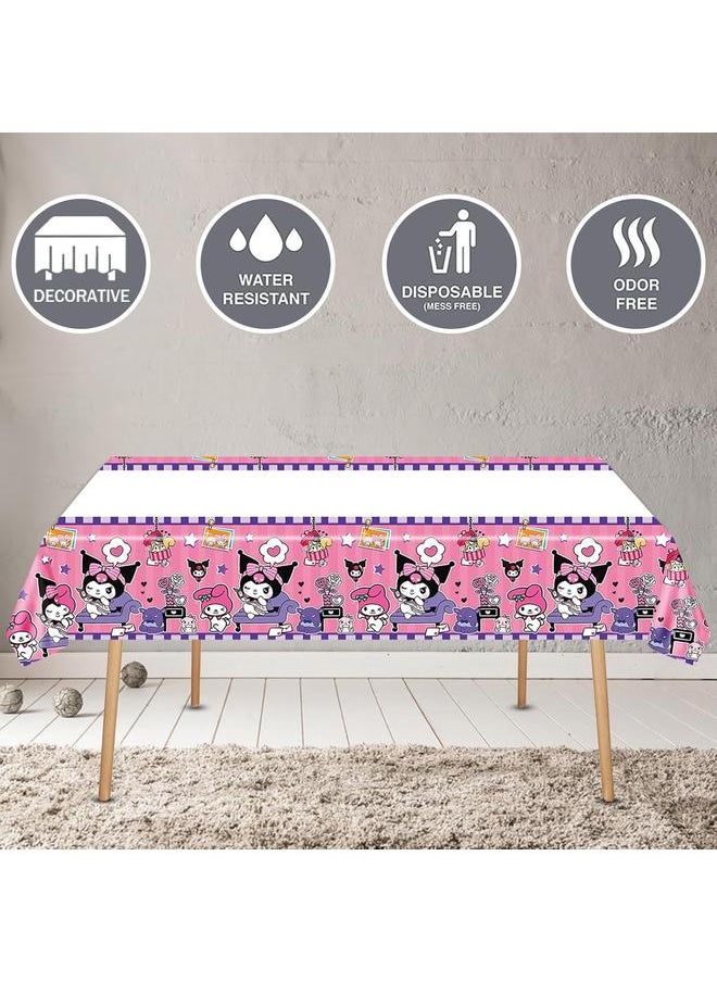 Kuromi Birthday Party Supplies, Party Decorations Set Include Banner, Balloons, Hanging Swirls, Cake Cupcake Toppers, Tablecloth for Girls Kuromi Theme Party