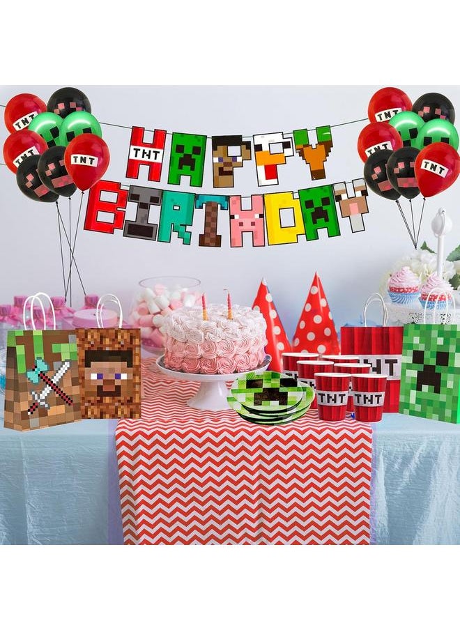 Pixel Birthday Decorations, Party Decorations, Birthday Party Supplies, Banner, Balloons, Tablecloth, Cupcake Toppers, Large Cake Decorations, Table Cover