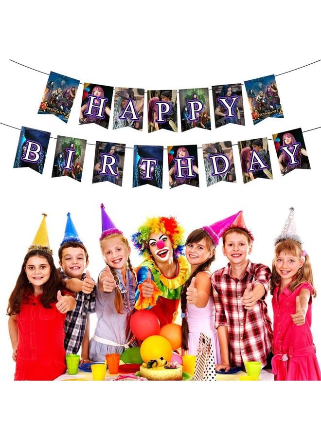 Descendants birthday party supplies,Descendants party including cake caps, cupcake caps, flags, Latex Balloons, It is very suitable for boy's and girl themed birthday party supplies.