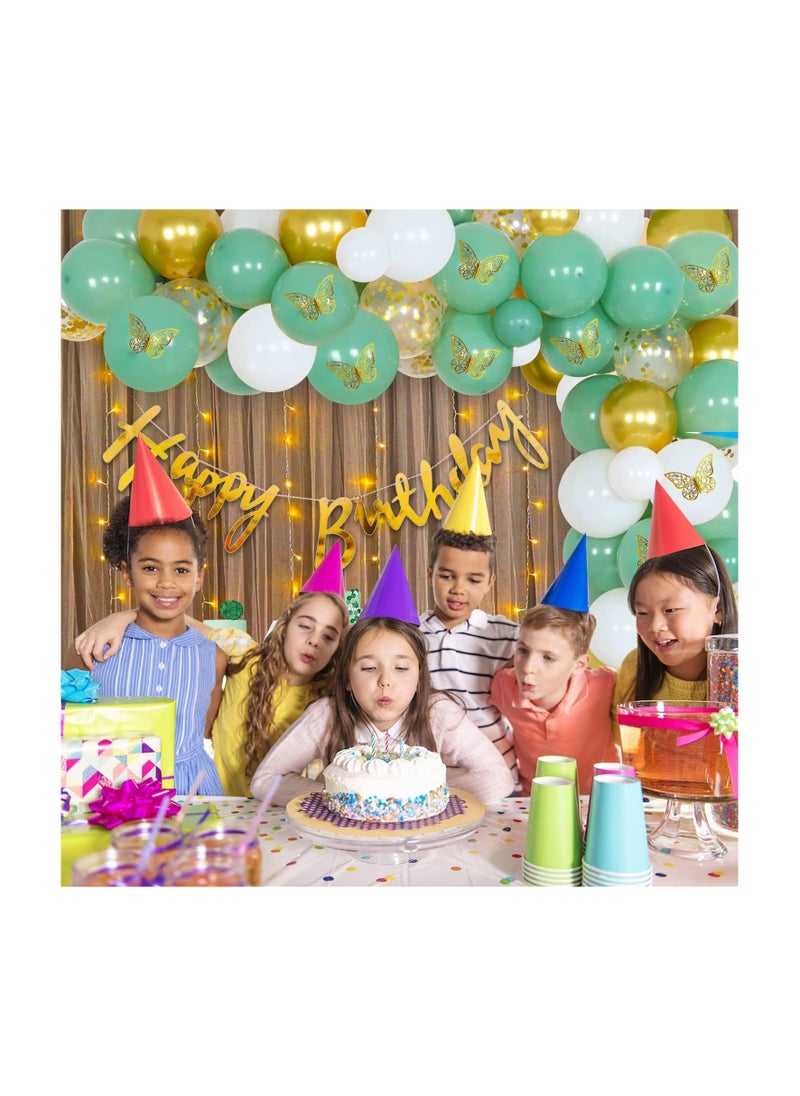 Party Propz Pastel Green Birthday Decorations - 78 Happy Birthday Decoration Kit | Green Pastel Balloons for Birthday Decorations | 3D Butterfly Decorations for Girl | Decorations Items for Girls Bday