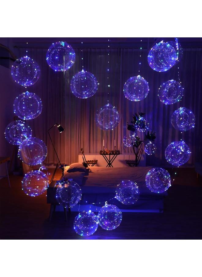 Light Up Led Balloons, 18 Packs Party Balloon Cell Battery included Inflated Size 22 Inches 3 Modes Flashing String Lights Clear Balloon, for Birthday Wedding Decorations (4 Colors)