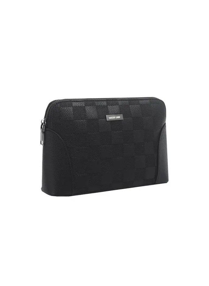 Vallon Clutch Bag / Travel Friendly / Water Resistant / Leather / Large Capacity / Multi Pockets - Black