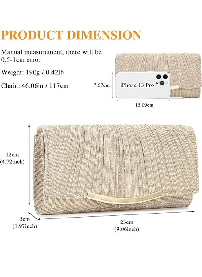 Womens Evening Bags Clutch Bags Women Girls Handbags Crossbody Bags Wedding Bags Suitable Shiny Sequin Envelope Clutch Bags Evening Bags With Chain SuitableFor Wedding Formal