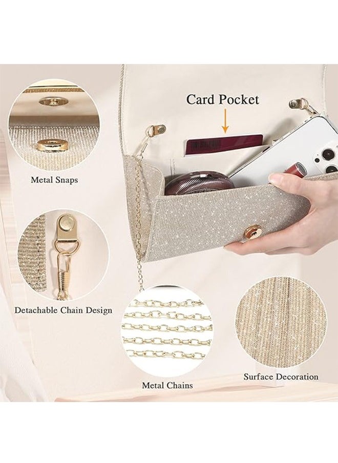 Womens Evening Bags Clutch Bags Women Girls Handbags Crossbody Bags Wedding Bags Suitable Shiny Sequin Envelope Clutch Bags Evening Bags With Chain SuitableFor Wedding Formal