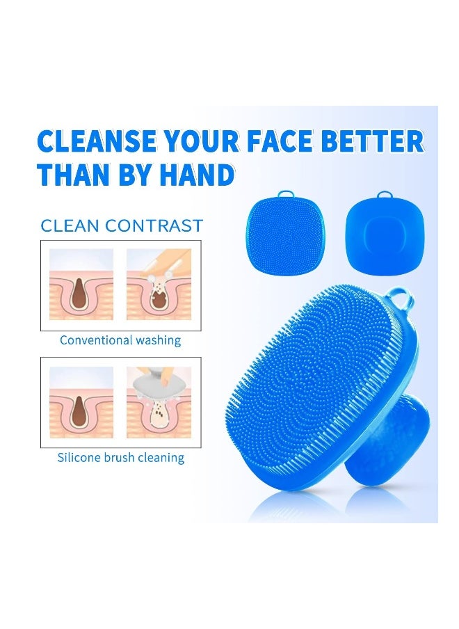 Silicone Face Scrubber Facial Cleansing Brush Silicone Face Wash Brush Manual Waterproof Cleansing Skin Care Face Brushes for Cleansing and Exfoliating Blue