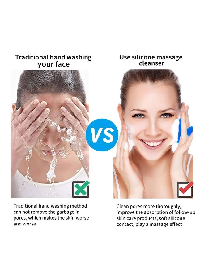 Silicone Face Scrubber Facial Cleansing Brush Silicone Face Wash Brush Manual Waterproof Cleansing Skin Care Face Brushes for Cleansing and Exfoliating Blue